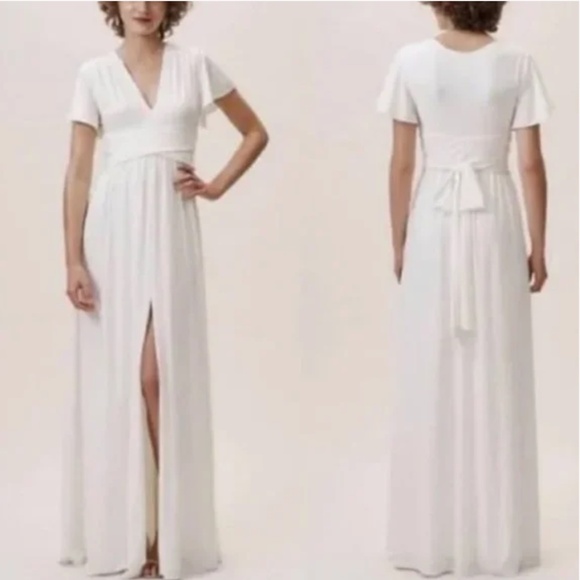 BHLDN Dresses & Skirts - Anthropologie x BHLDN Mendoza Jersey Flowey Maxi Dress White NWOT SZ 8
